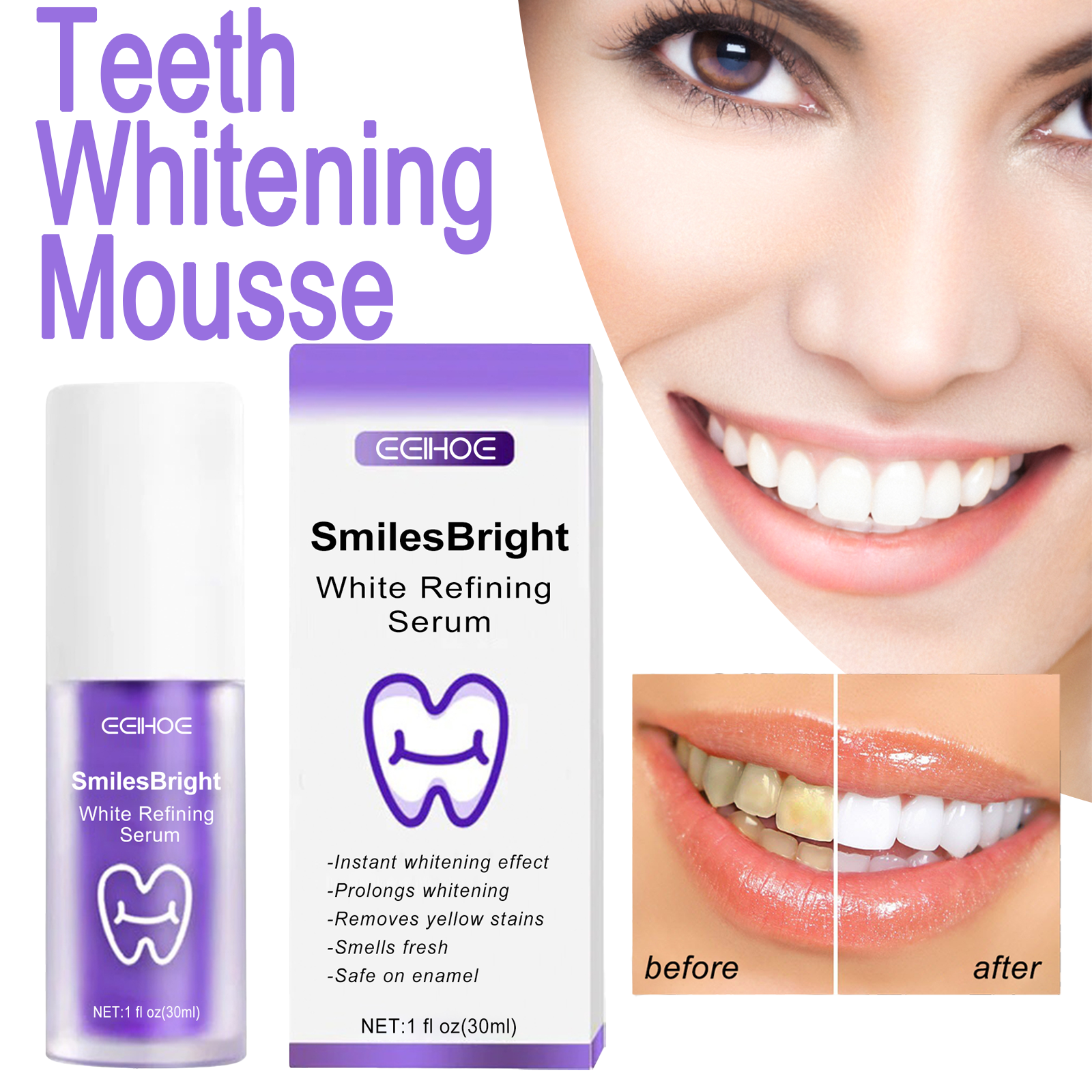 Teeth Whitening Best - EELHOE Smiles Bright White Refining Serum