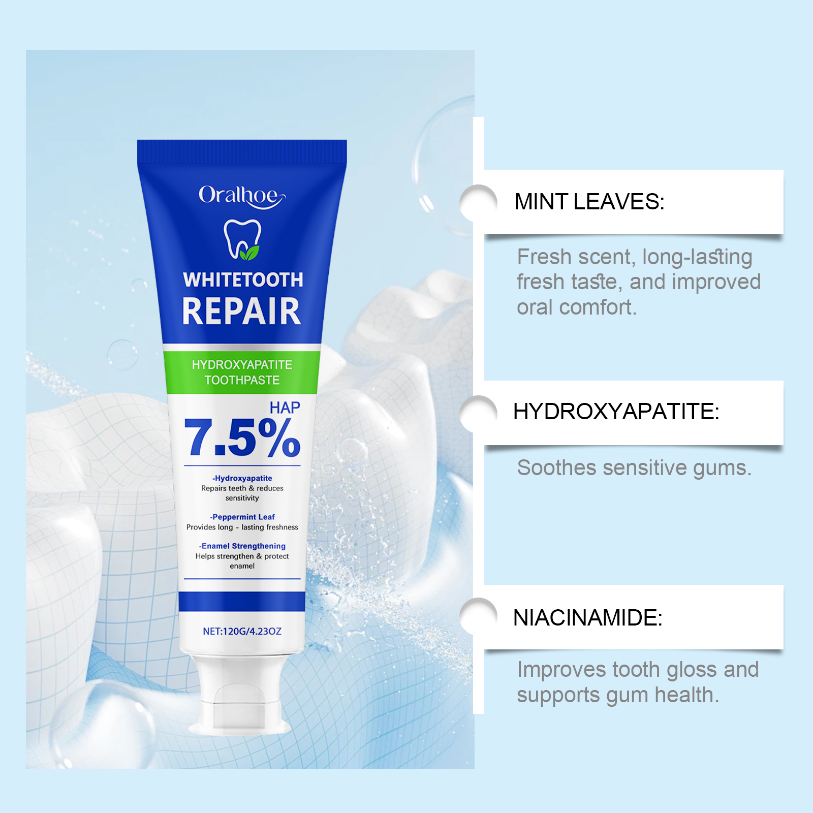 Oralhoe Nicotinamide Whitening - Teeth Whitening Toothpaste avaliação e preço